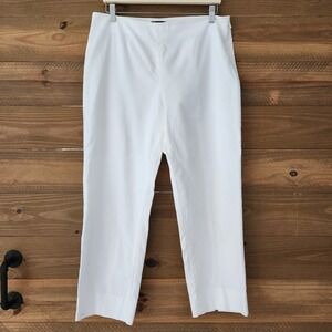 Talbots Classic‎ Side Zip white waffle weave cropped pants womens size 12